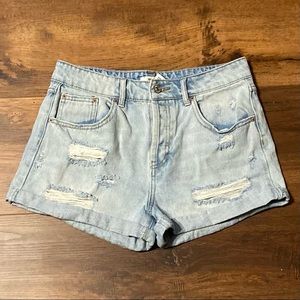 FOREVER 21 Cuffed Distressed Denim Shorts